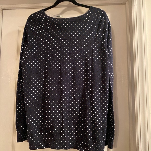 L.L.Bean Button Down Cardigan-Navy & White Polka Dot Size 3X NWT Supima Blend - Picture 6 of 13